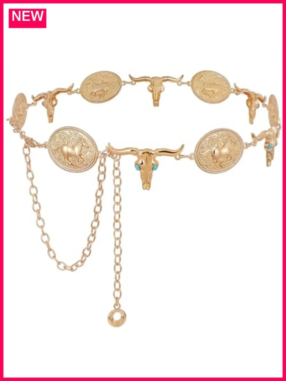 Western Concho Belt for Women Metal Chain Cowgirl Rodeo Waist Belt